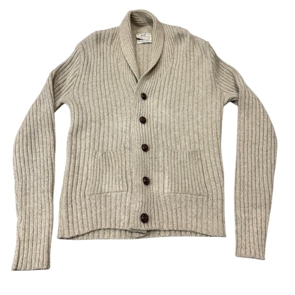 Lord Jeff Other - Lord‎ Jeff Marlborough Cardigan Sweater Mens Large Wool Blend Shawl Collar Beige